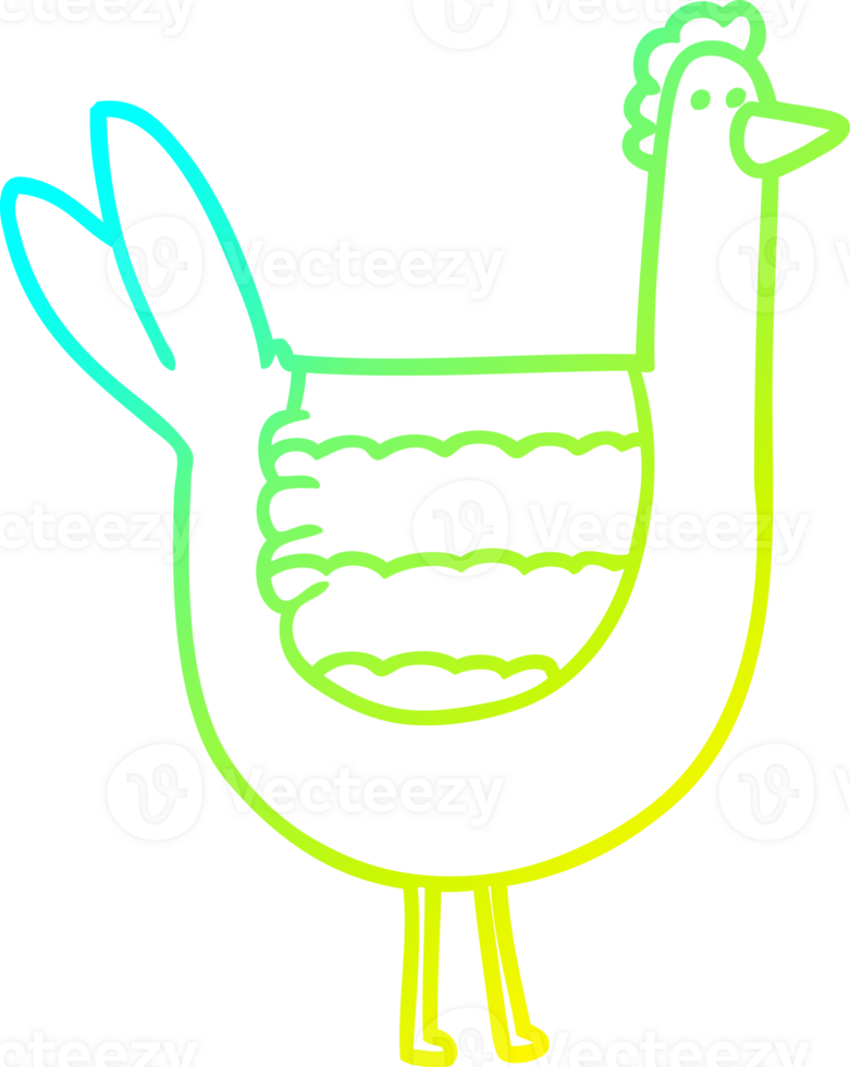 cold gradient line drawing of a cartoon chicken png