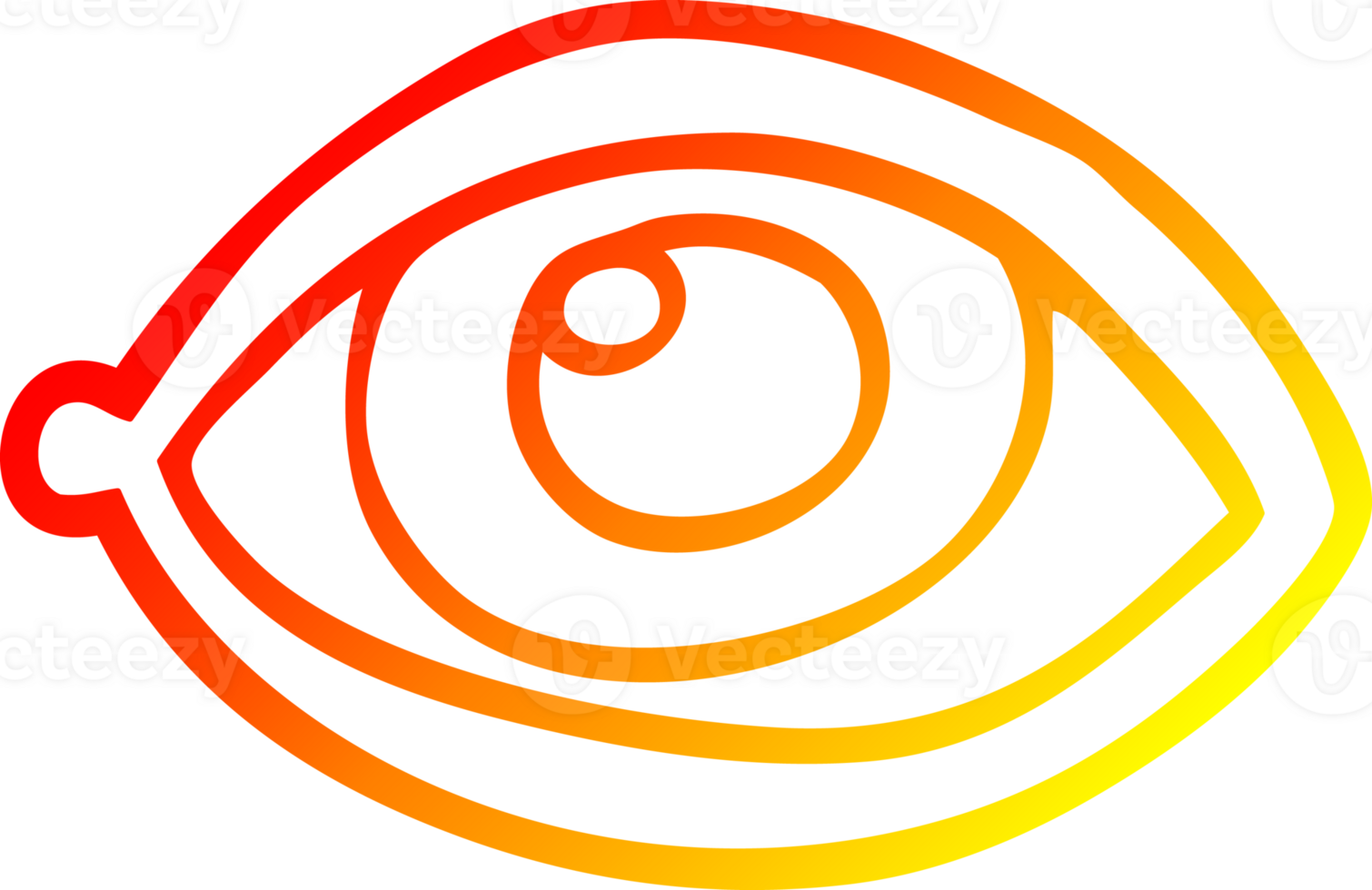warm gradient line drawing of a cartoon eye staring png