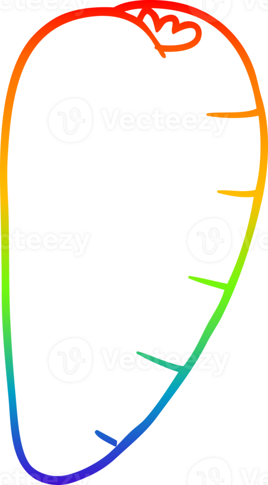rainbow gradient line drawing of a cartoon carrot png