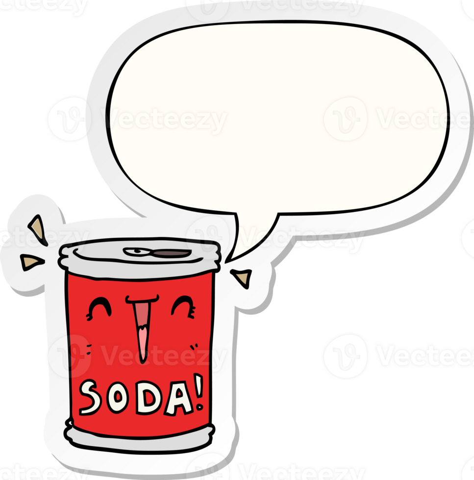 cartoon soda can with speech bubble sticker png