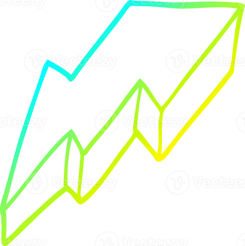 cold gradient line drawing of a cartoon decorative lightning bolt png