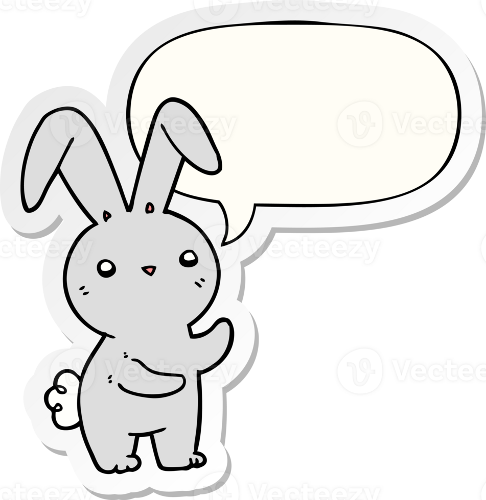 cute cartoon rabbit with speech bubble sticker png