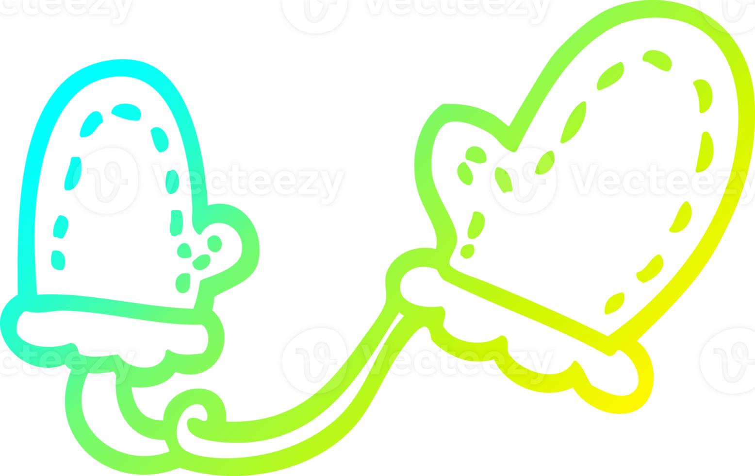 cold gradient line drawing of a cartoon mittens png