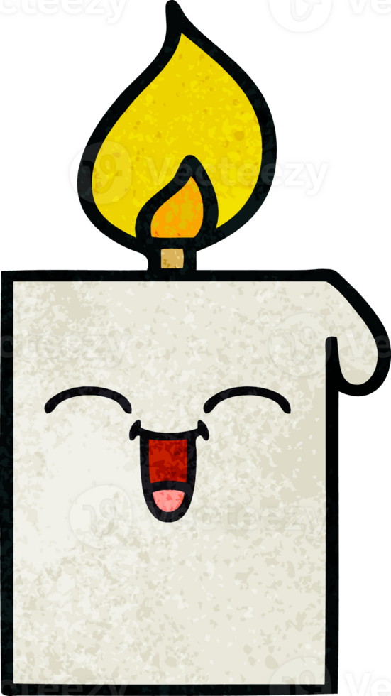 retro grunge texture cartoon of a lit candle png