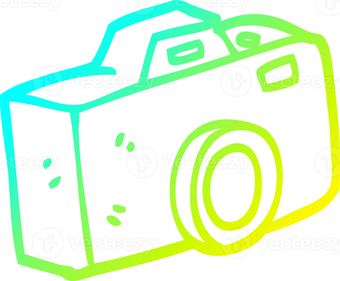 cold gradient line drawing of a cartoon camera png