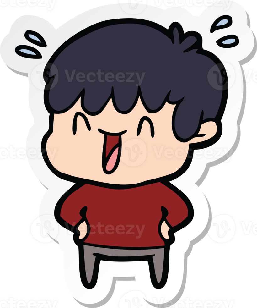 sticker of a cartoon laughing boy png