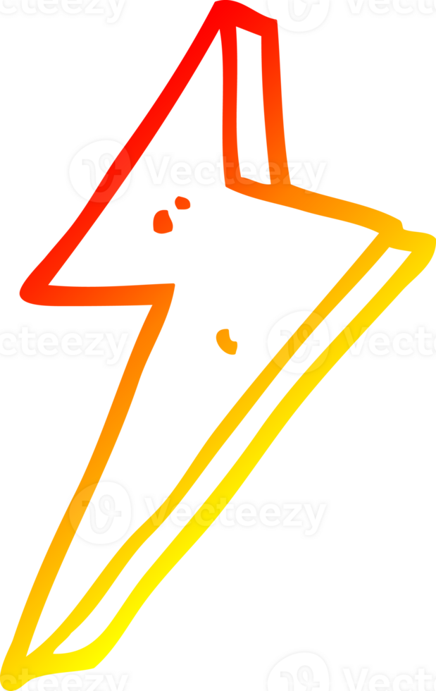 warm gradient line drawing of a cartoon lightning png