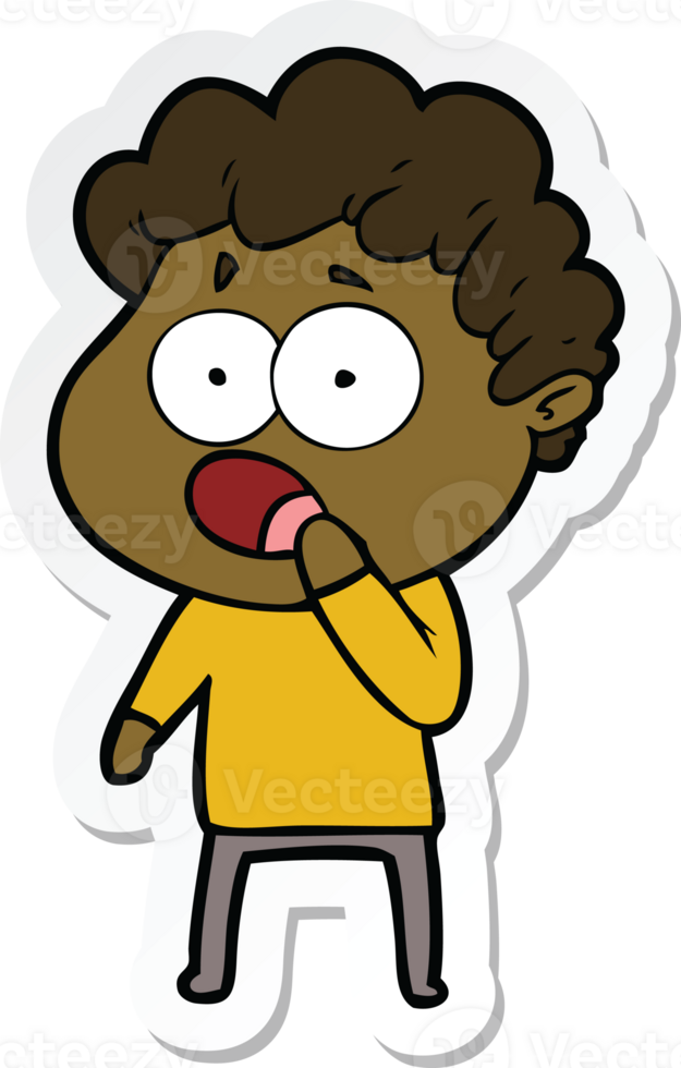 sticker of a cartoon man gasping in surprise png