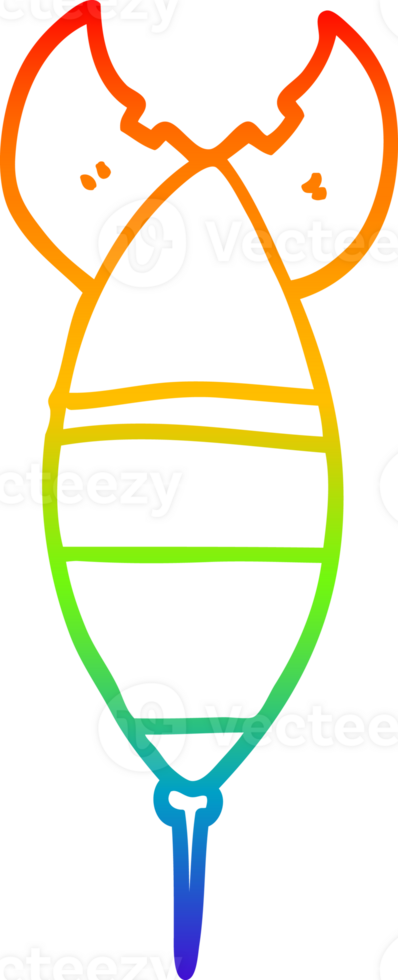 rainbow gradient line drawing of a cartoon nuclear bomb png