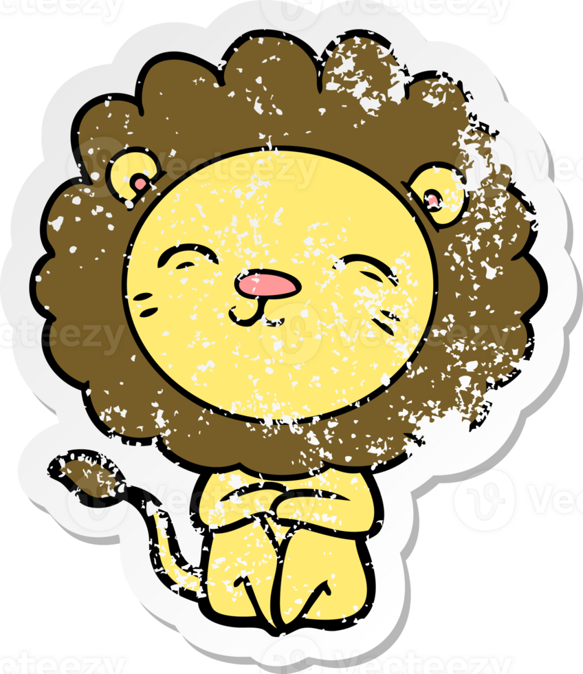 distressed sticker of a cartoon lion png