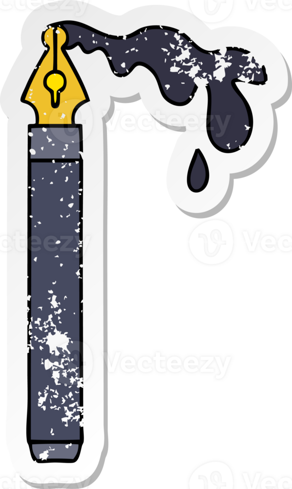 distressed sticker of a quirky hand drawn cartoon ink pen png