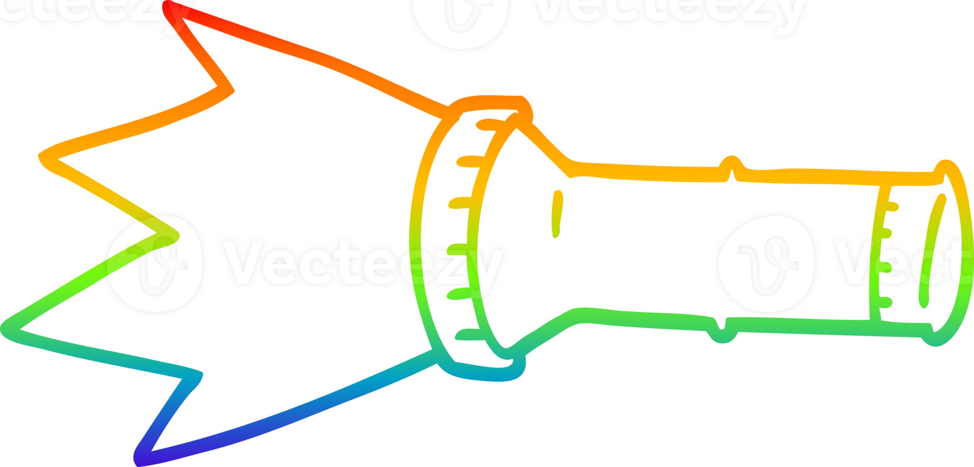 rainbow gradient line drawing of a cartoon electric torch png