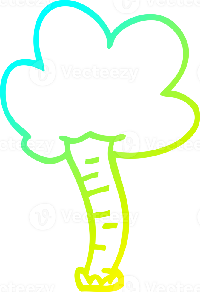 cold gradient line drawing of a cartoon tree png