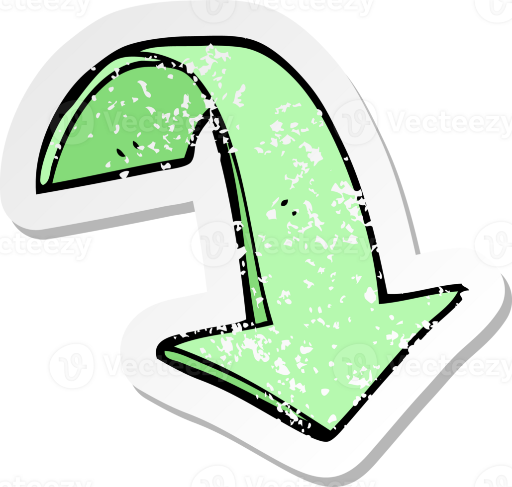 retro distressed sticker of a cartoon pointing arrows png