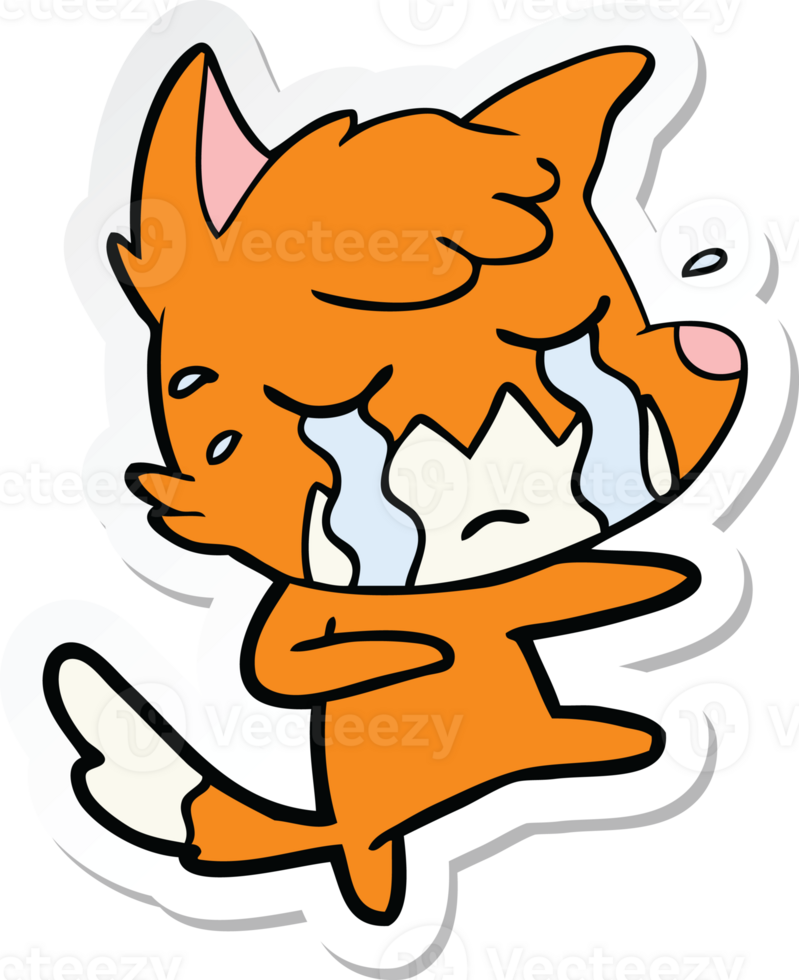 sticker of a crying fox cartoon dancing png
