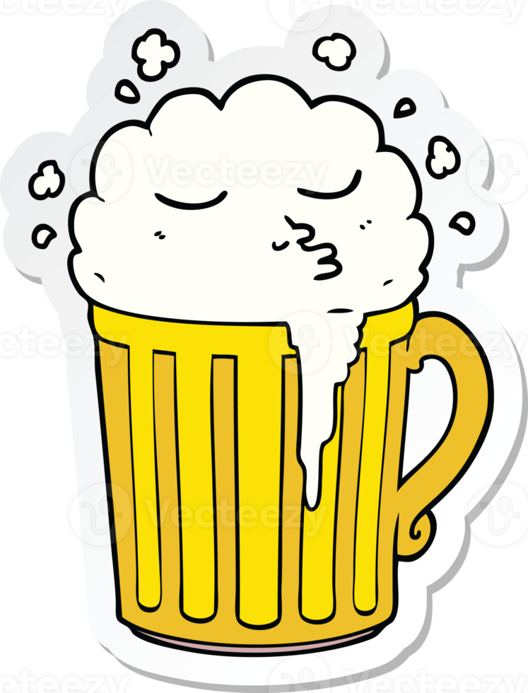 sticker of a cartoon mug of beer png