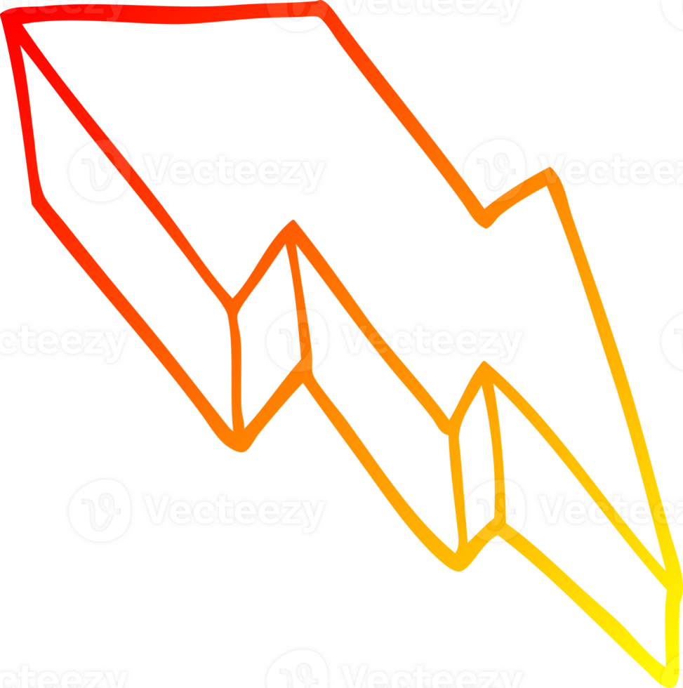 warm gradient line drawing of a cartoon decorative lightning bolt png