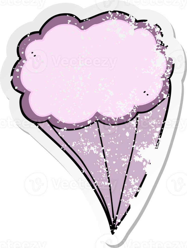 distressed sticker of a cartoon decorative cloud png