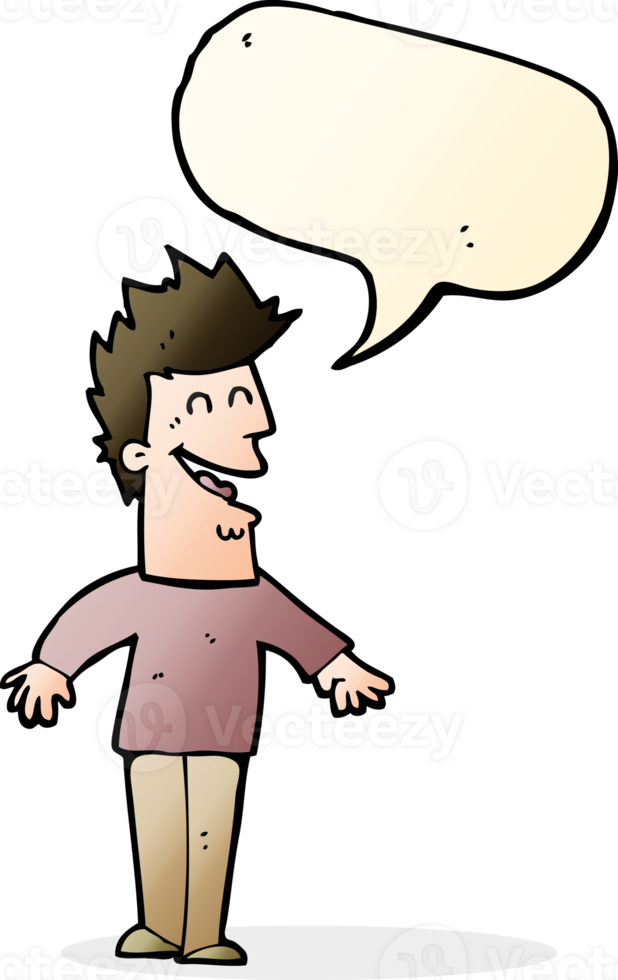 cartoon happy man with speech bubble png