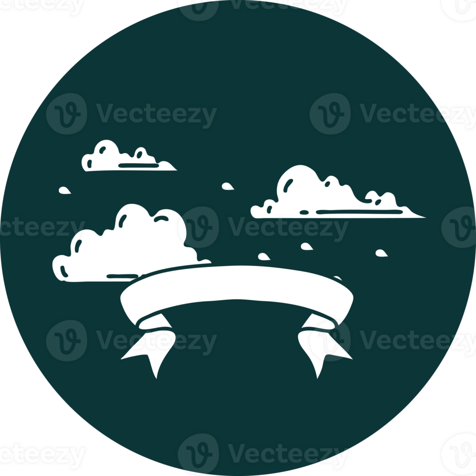 icon of a tattoo style floating clouds png