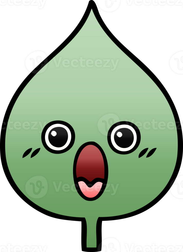 gradient shaded cartoon of a expressional leaf png