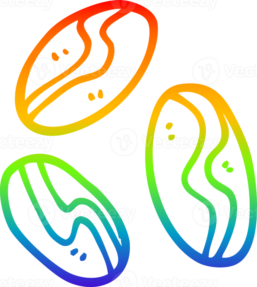 rainbow gradient line drawing of a cartoon of coffee beans png