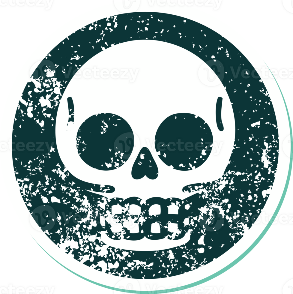 iconic distressed sticker tattoo style image of a skull png