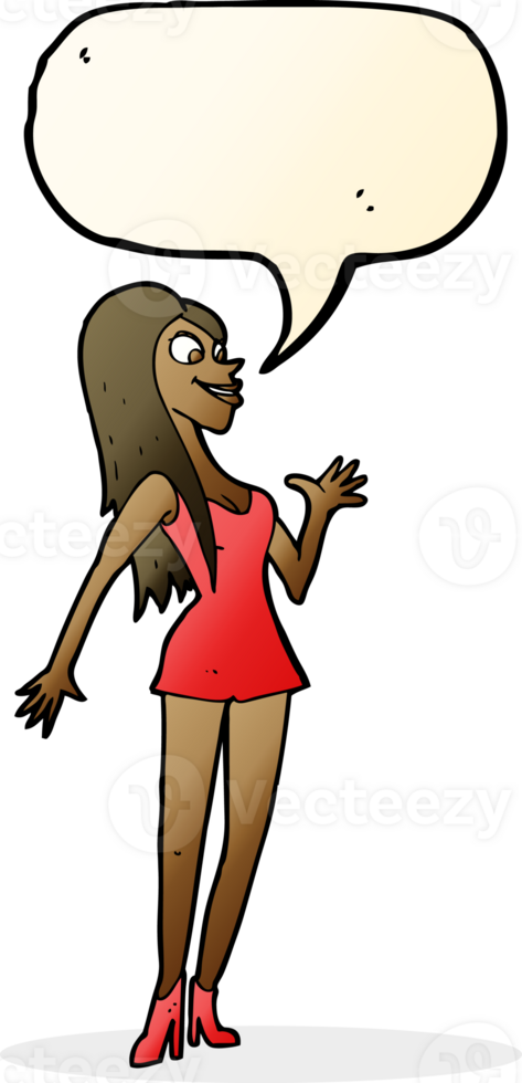 cartoon woman in pink dress with speech bubble png