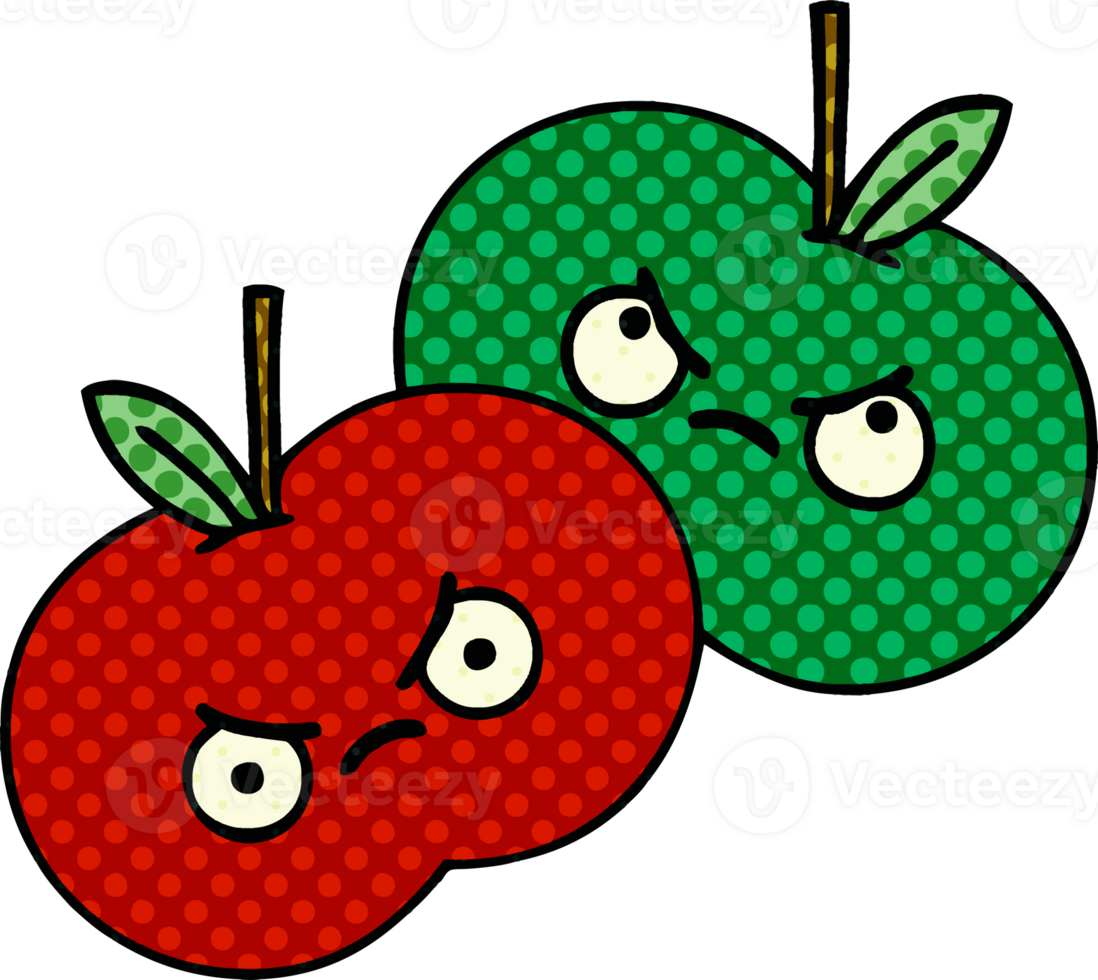 comic book style cartoon of a juicy apple png