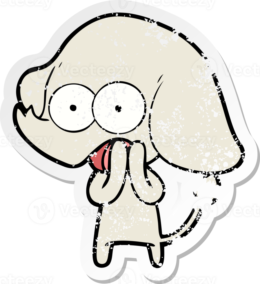 distressed sticker of a cute cartoon elephant png