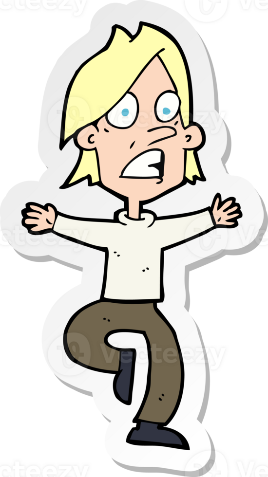 sticker of a cartoon panicking man png