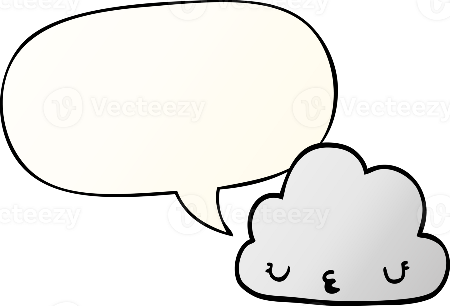 cute cartoon cloud with speech bubble in smooth gradient style png