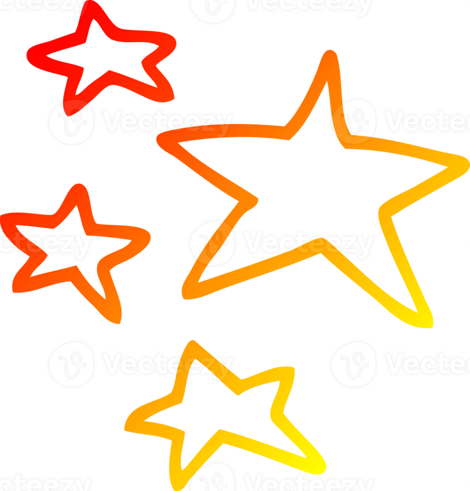 warm gradient line drawing of a cartoon stars png