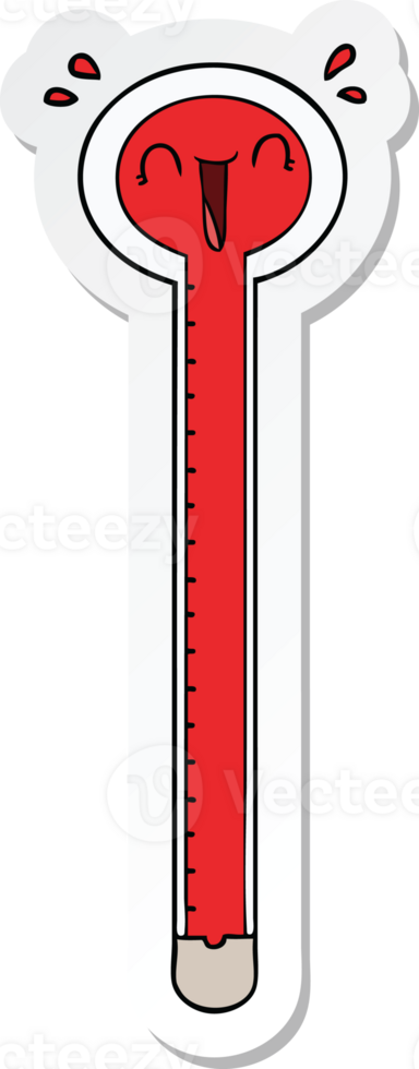 sticker of a cartoon thermometer laughing png