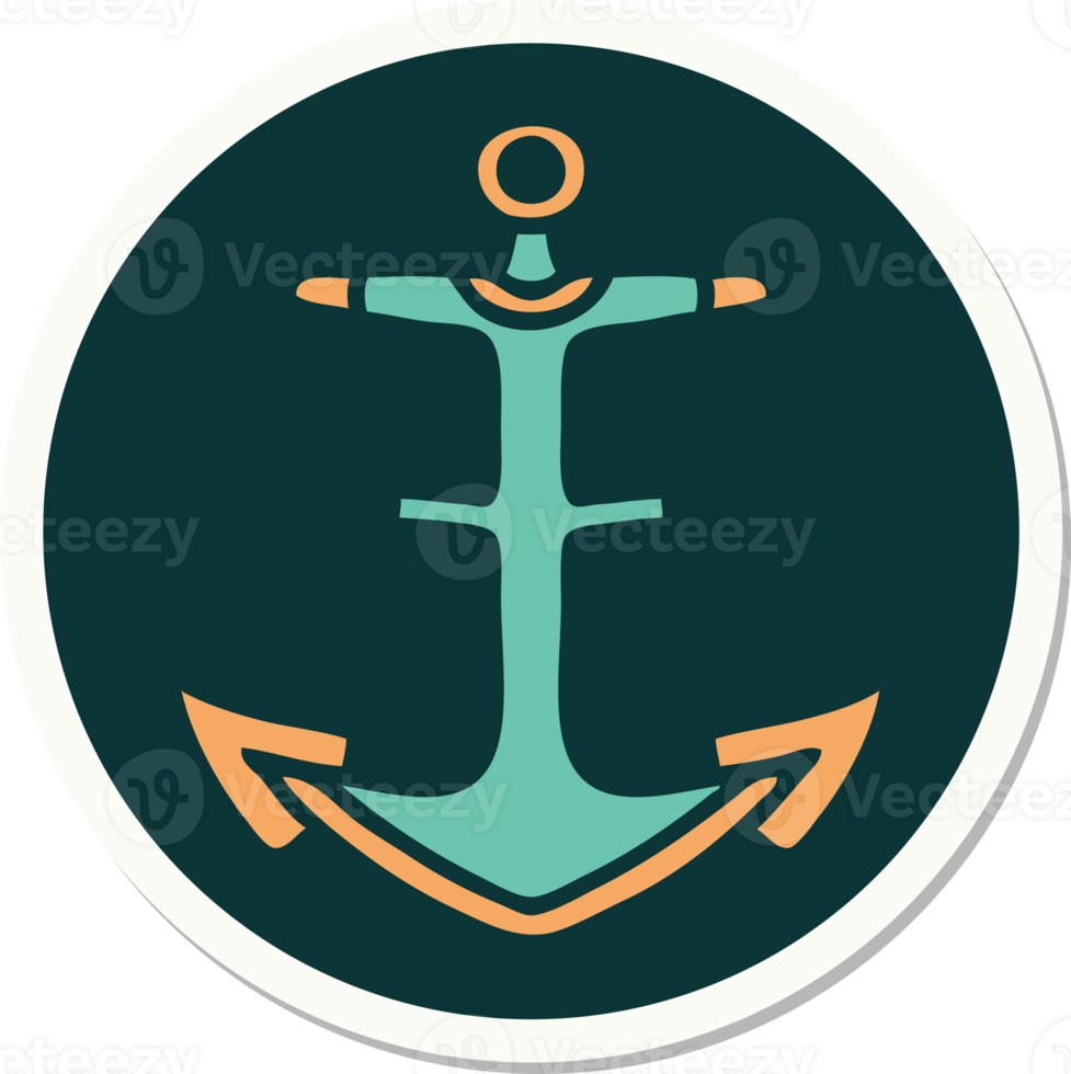 sticker of tattoo in traditional style of an anchor png