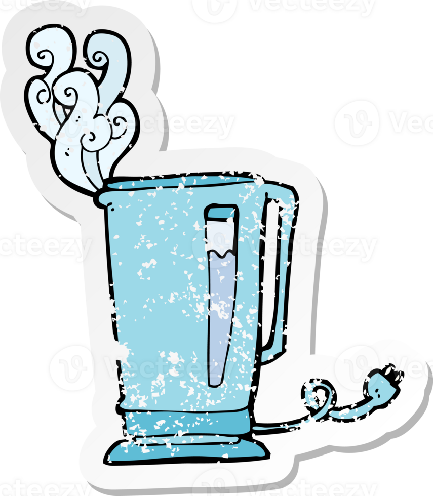 retro distressed sticker of a cartoon kettle png