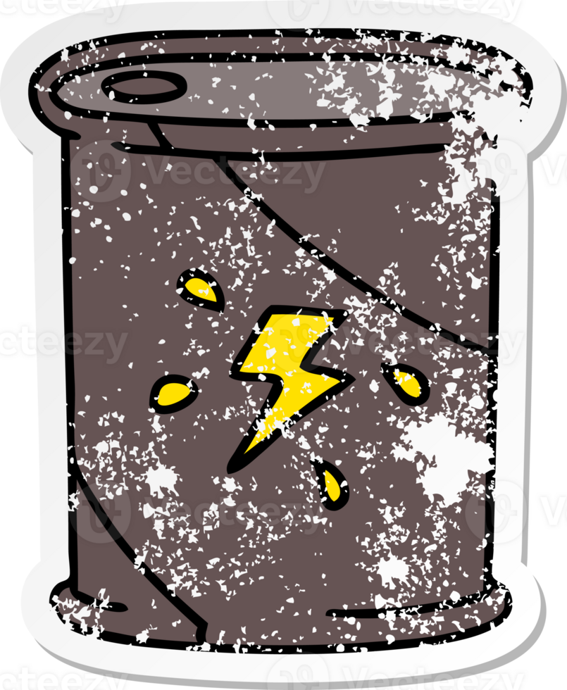 distressed sticker of a quirky hand drawn cartoon barrel of fuel png