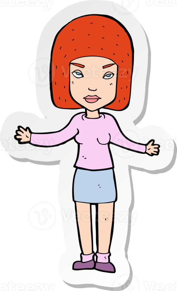 sticker of a cartoon annoyed woman png