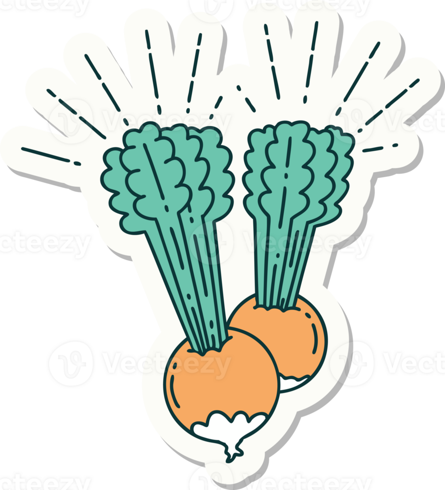 sticker of a tattoo style beets with leaves png