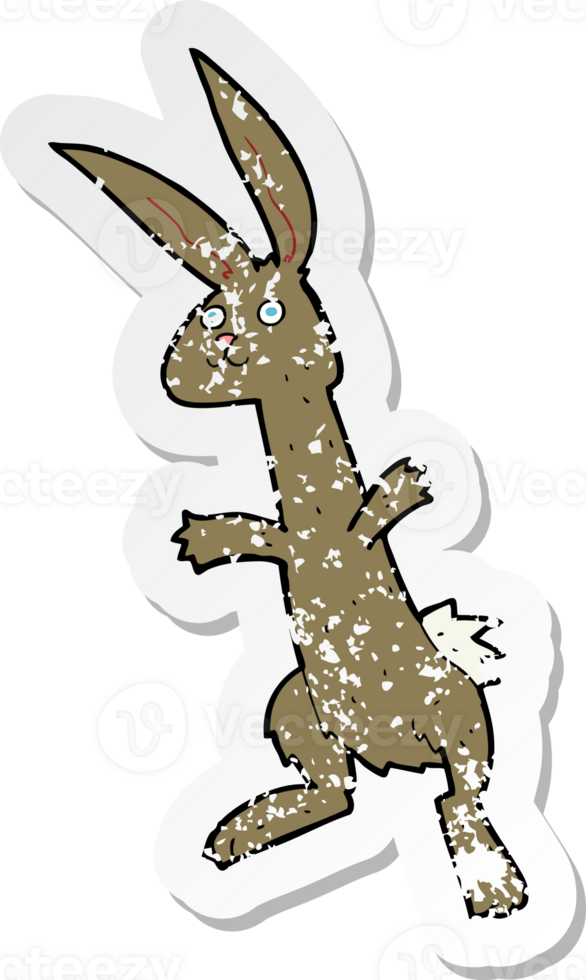 retro distressed sticker of a cartoon rabbit png