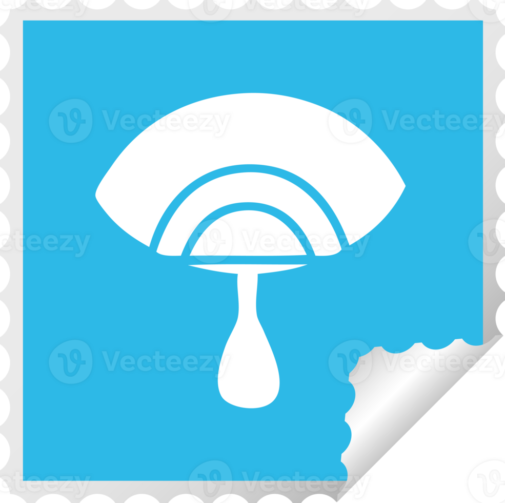 square peeling sticker cartoon of a crying eye png