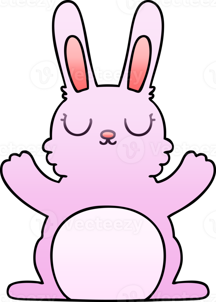 gradient shaded quirky cartoon rabbit png