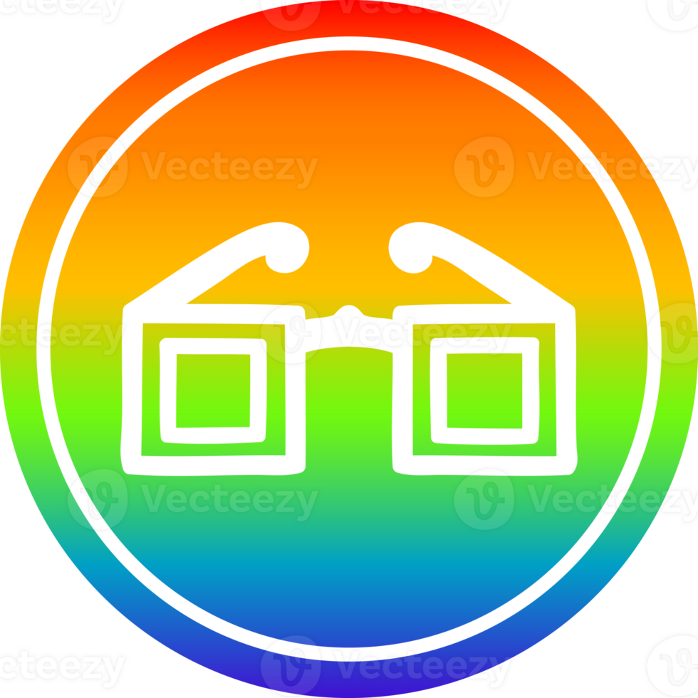square glasses circular icon with rainbow gradient finish png