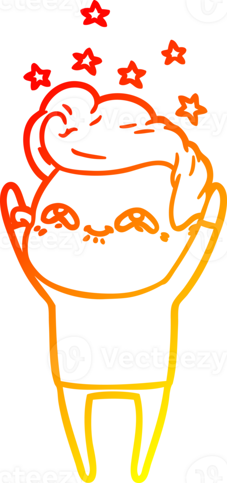 warm gradient line drawing of a cartoon excited man png