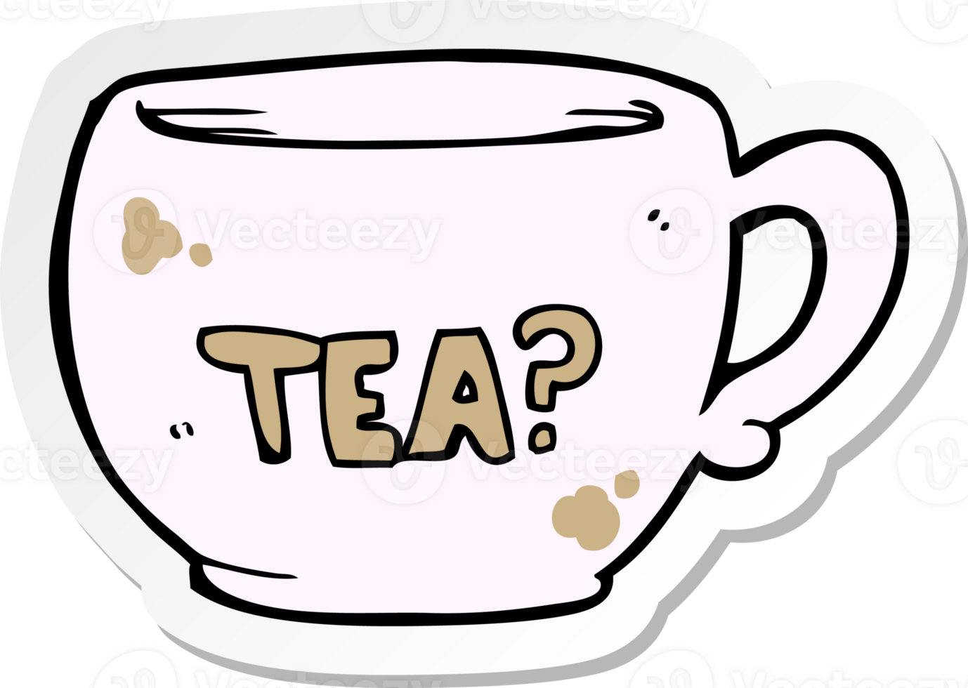 sticker of a cartoon cup of tea png