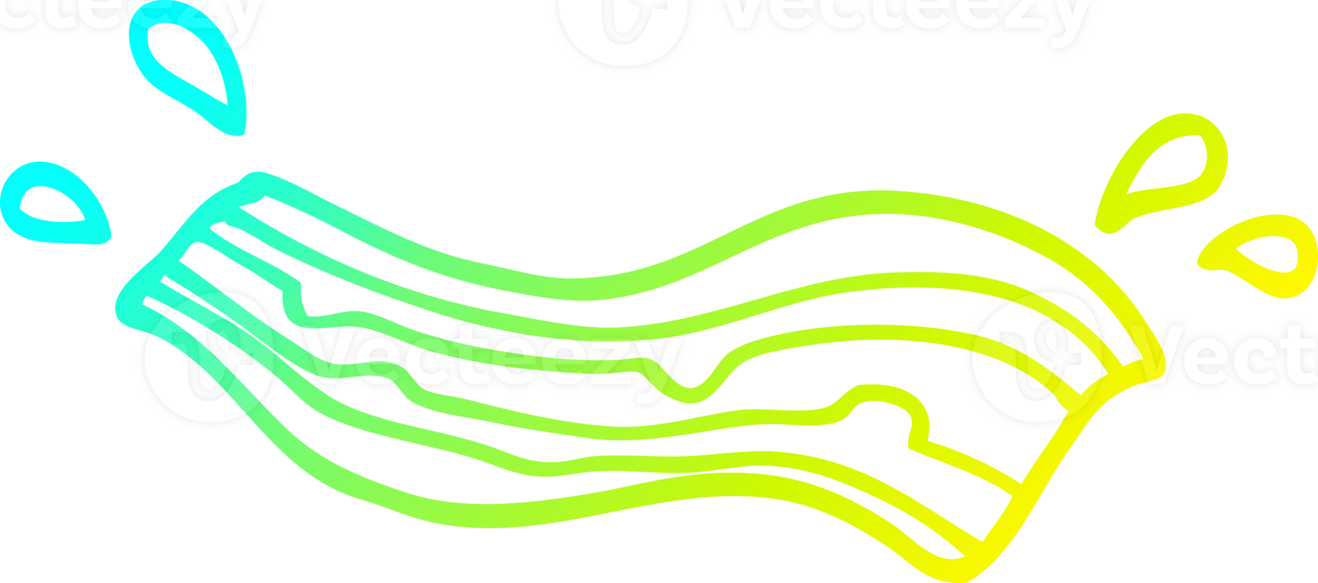 cold gradient line drawing of a cartoon bacon png