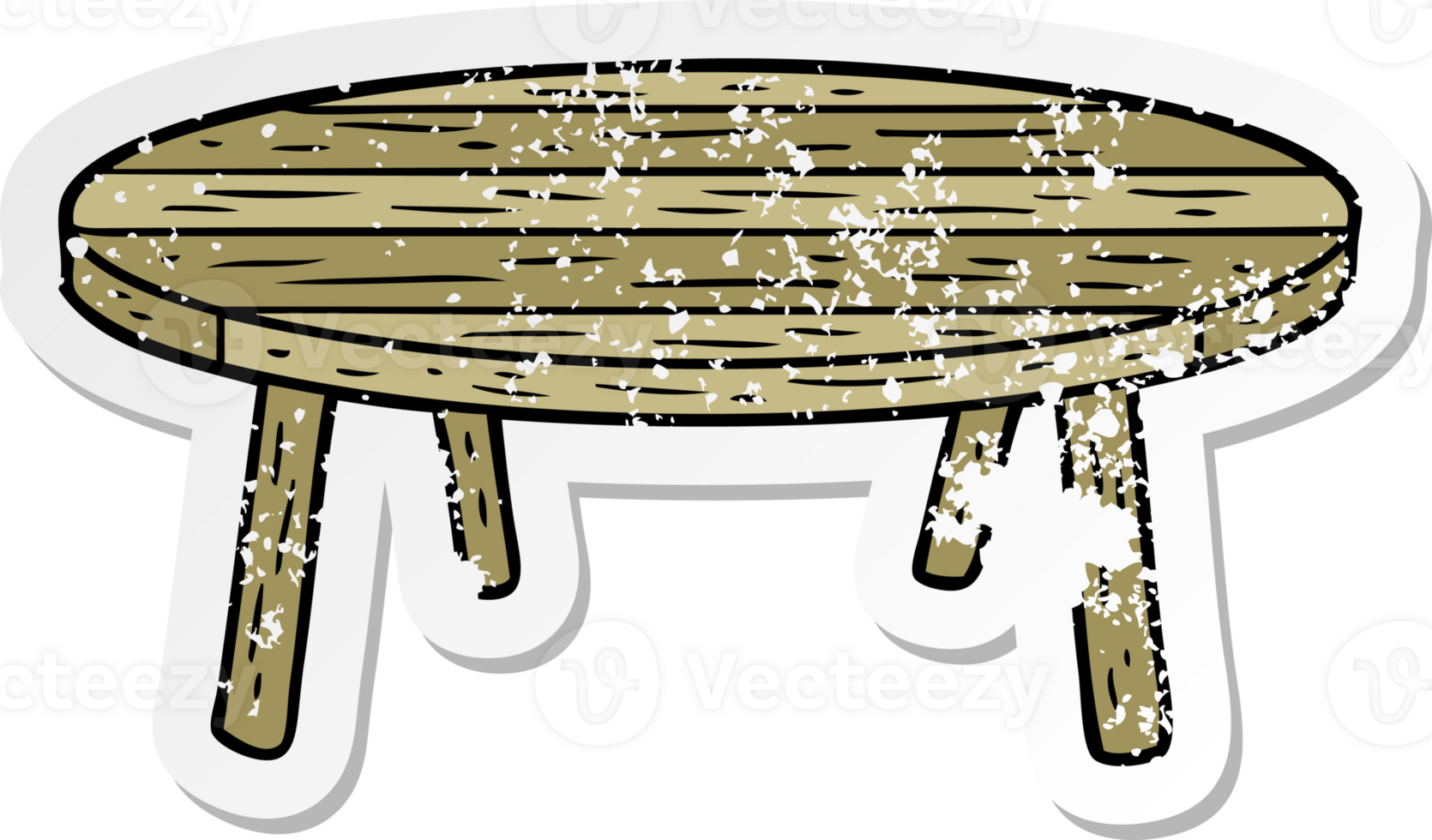 distressed sticker of a cartoon table png