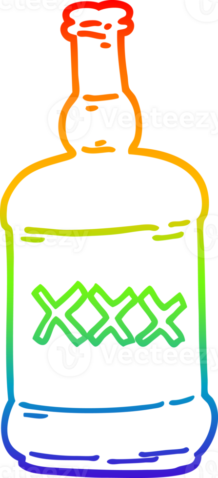 rainbow gradient line drawing of a cartoon spirits bottle png