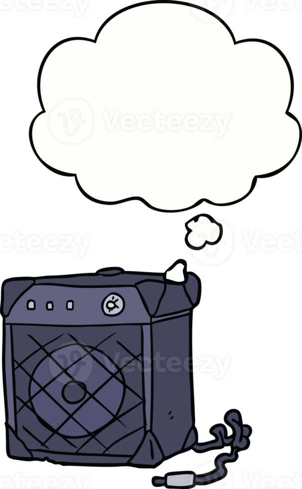 cartoon guitar amp with thought bubble png