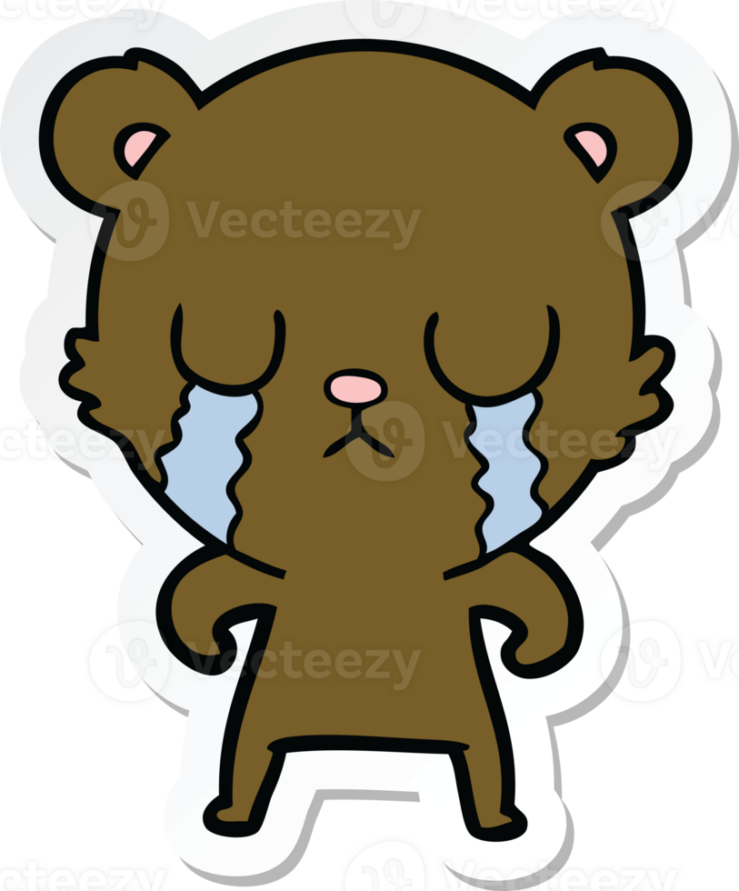 sticker of a crying cartoon bear png